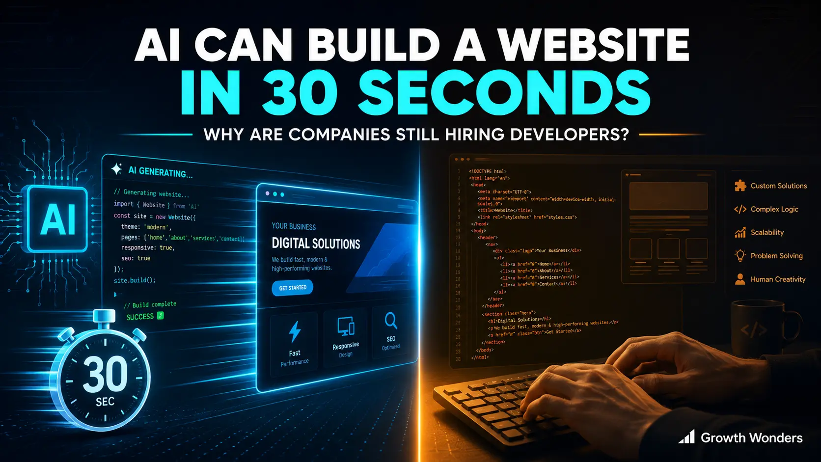AI Can Build a Website in 30 Seconds. Why Are Companies Still Hiring Developers?